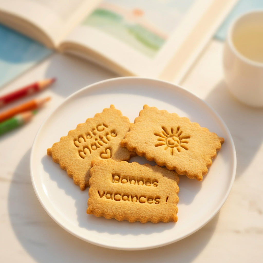 Coffret biscuits personnalisés Merci Maître et Bonnes Vacances – Cadeau fin d'année scolaire – Le Petit Biscuit Français