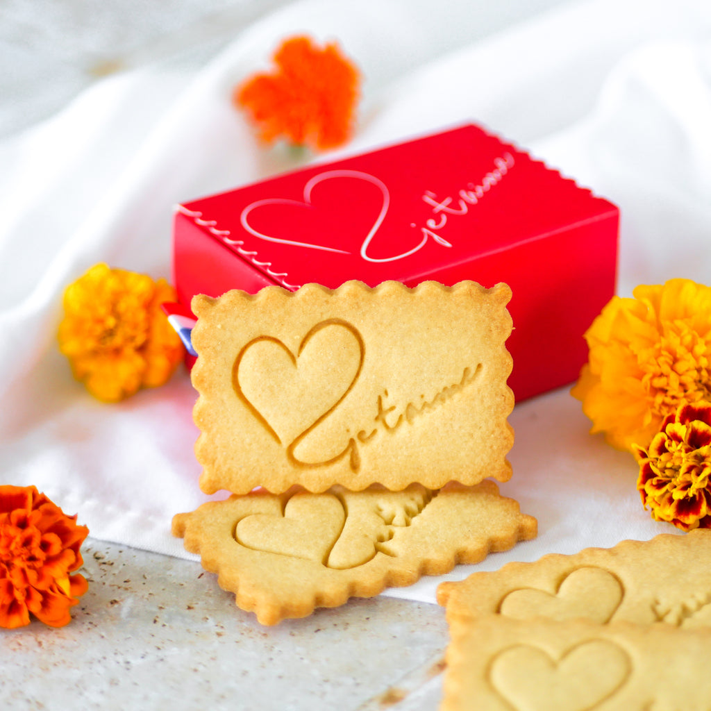 Coffret de biscuits personnalisés Je t'aime par Le Petit Biscuit Français