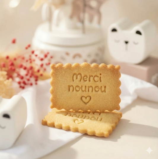 biscuit personnalisé pour remercier la nounou de votre enfant. Une idée de cadeau pour lui dire merci.