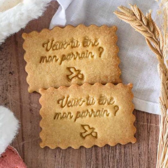 Biscuit Personnalisé veux-tu être mon parrain par Le Petit Biscuit Français