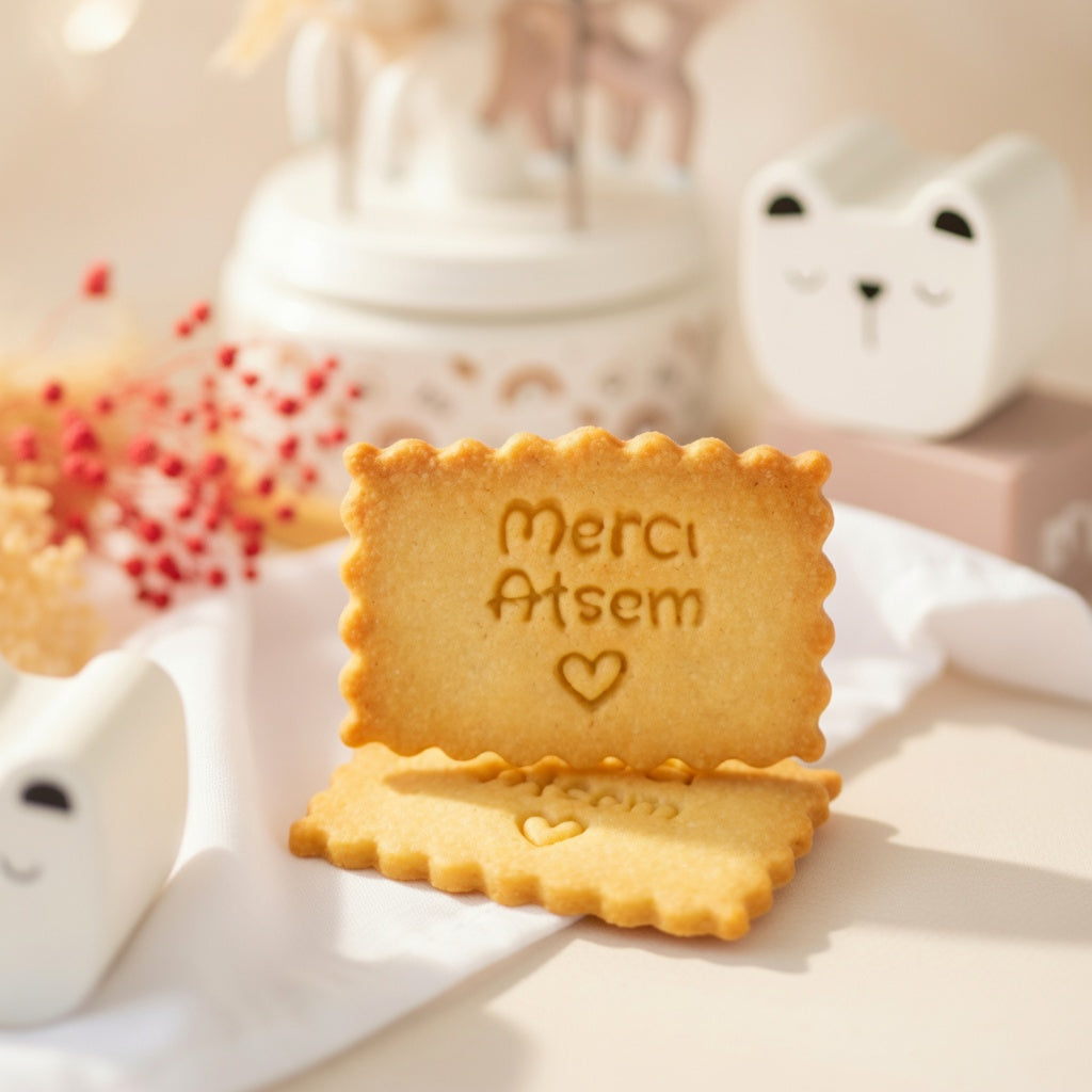 Biscuit personnalisé Merci ATSEM — coffret cadeau fin d'année scolaire fait main