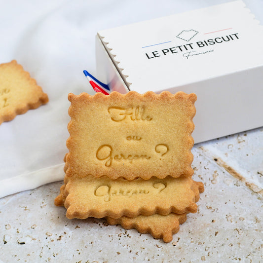 Biscuit à message pour annoncer le sexe du bébé par Le Petit Biscuit Français