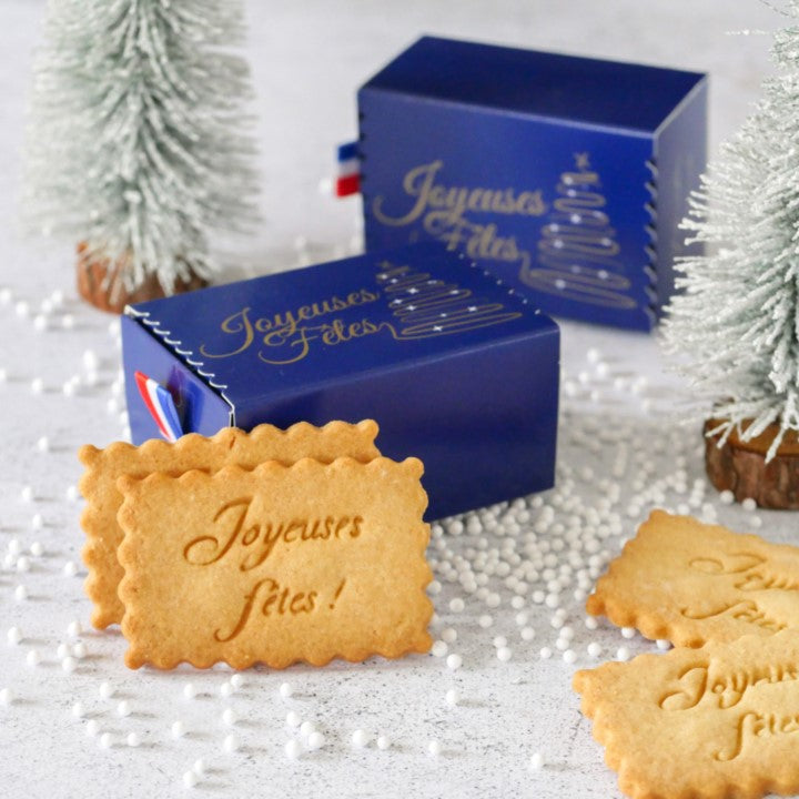 Coffret de biscuits personnalisés Joyeuses fêtes Le Petit Biscuit Français