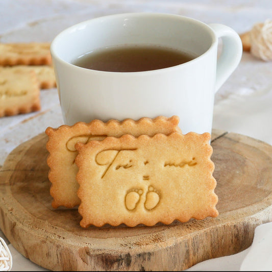 Biscuit à message pour annoncer une grossesse au futur papa par Le Petit Biscuit Français